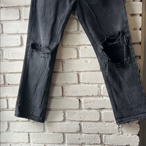 Agolde womens Relaxed Black Distressed Jeans cropped - Picture 3 of 9